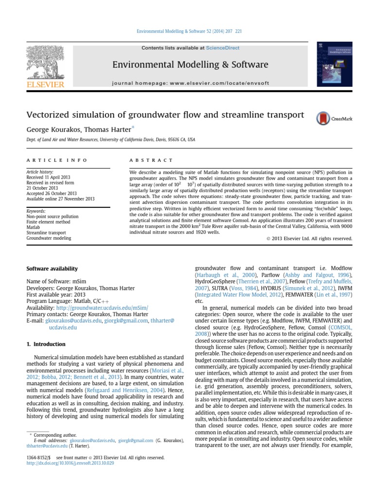 Vectorized Simulation of Groundwater Flow and Streamline Transport ...