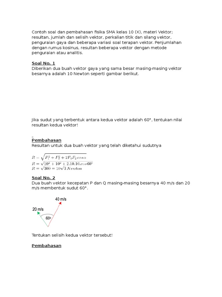 Contoh Soal Dan Pembahasan Fisika Sma Kelas 10