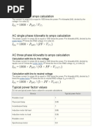 DC Kilowatts To Amps Calculation: (A) (KW) (V)