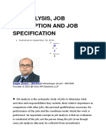 Ob Analysis, Job Description and Job Specification: Published On September 16, 2014