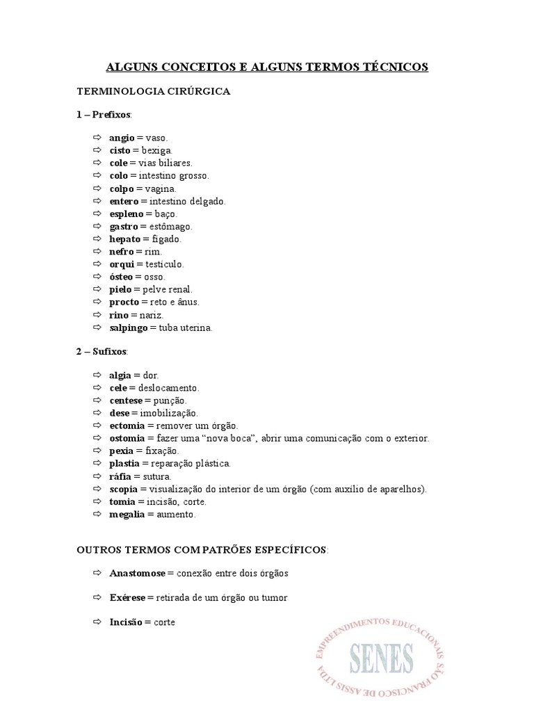 Lista de Termos Técnicos | Menstruação | Músculo