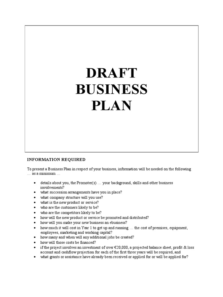 business plan drafts examples