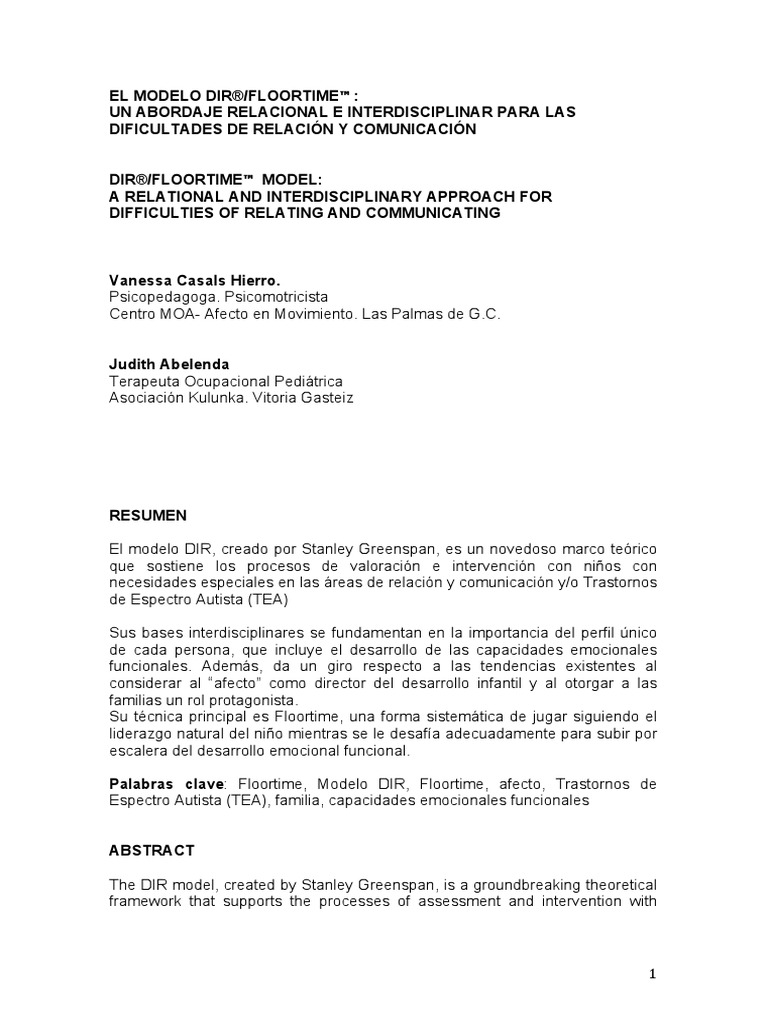 Modelo DIR Floortime ® Abordaje Relacional.... | PDF | Las emociones ...