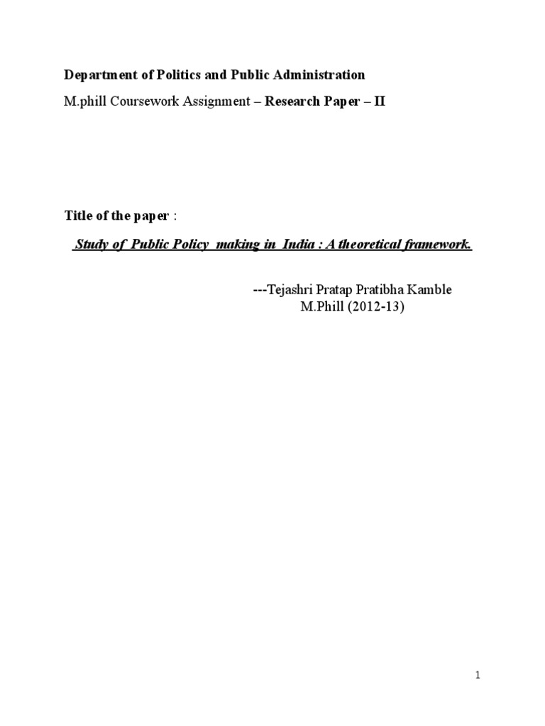 Public Policy Making in India: Framework | PDF | Social Science