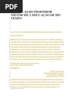 s Críticas Do Professor Nietzsche à Educação de Seu Tempo