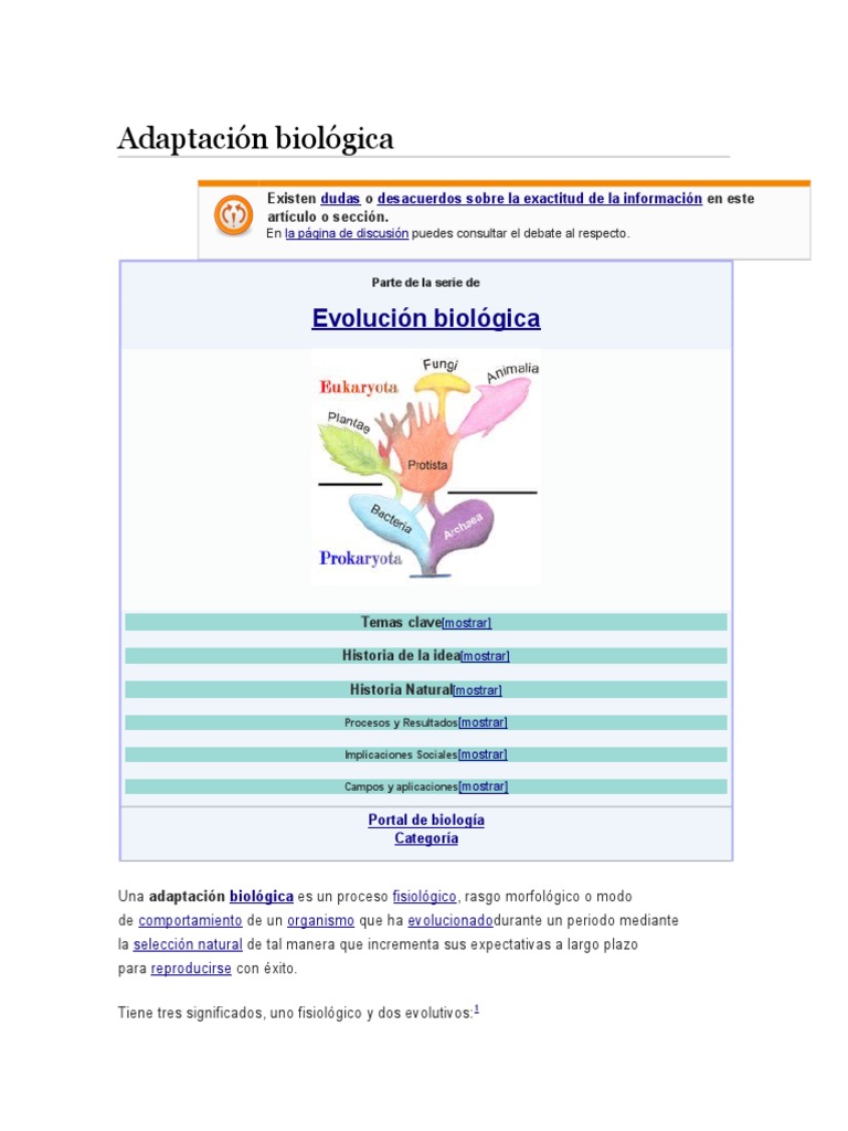 Adaptación Biológica | PDF | Adaptación | Seleccion natural