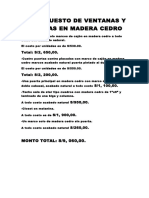 Presupuesto de Ventanas y Puertas en Madera Cedro