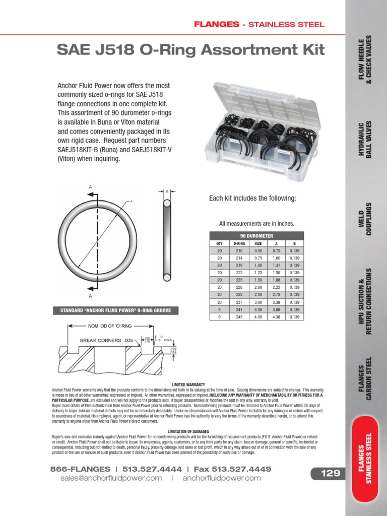 SAE J518 O-Ring Assortment Kit | PDF | Valve | Mechanical Engineering