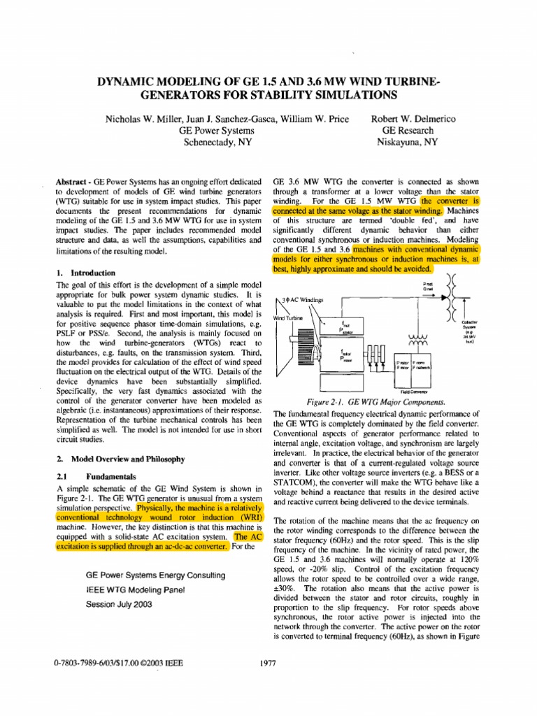 GE Wind Turbine Dynamic Modeling Guide | PDF | Wind Power | Turbine