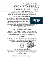 Oracion Funebre a Don Matias Romualdo de La Muela 1788
