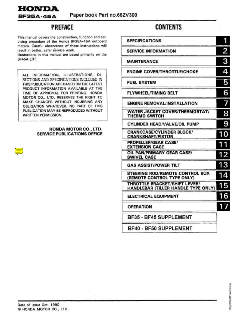 Honda Outboards BF40A/BF50A Service Manual PDF