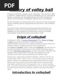 History of Volley Ball