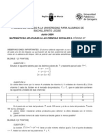 PAU Murcia Matemáticas CCSS 06/09