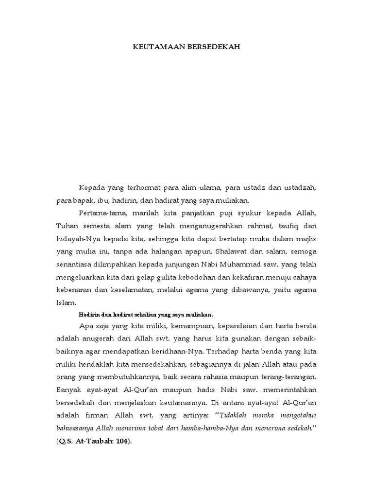 Keutamaan Bersedekah