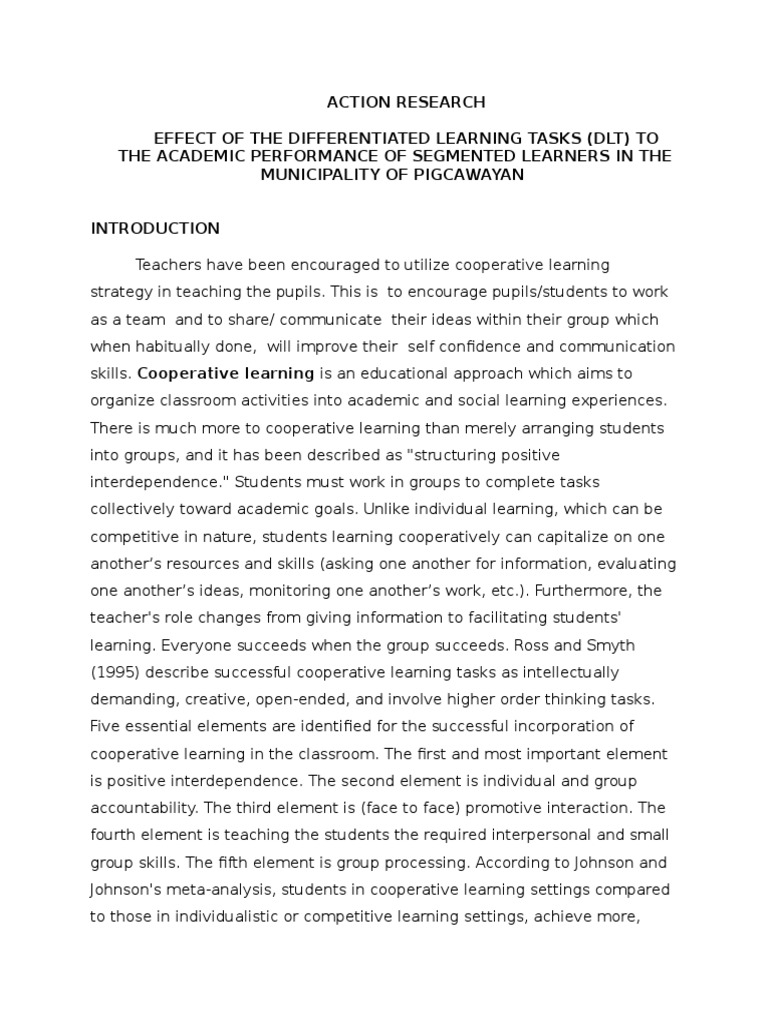 Sample Action Research 2 | PDF | Differentiated Instruction ...