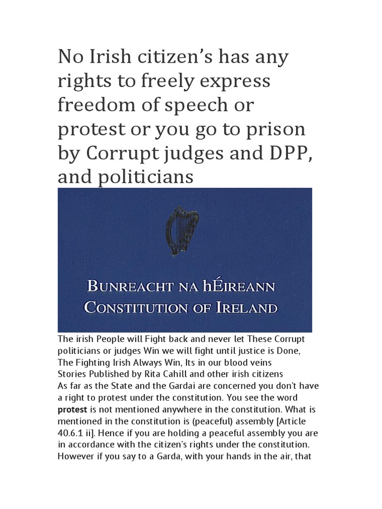 No Irish Citizen's Has Any Rights To Freely Express Freedom of Speech ...