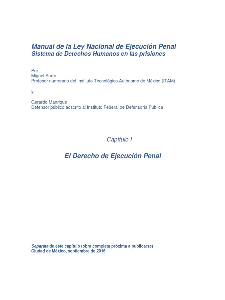Ley Nacional de Ejecución Penal: Manual | PDF | Derecho penal | Ley ...