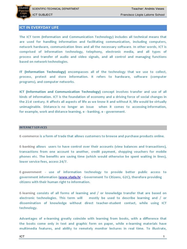 ICT Applications in Daily Life | PDF | Educational Technology | Instant ...