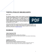 Vienna Police Highlights: Incidents