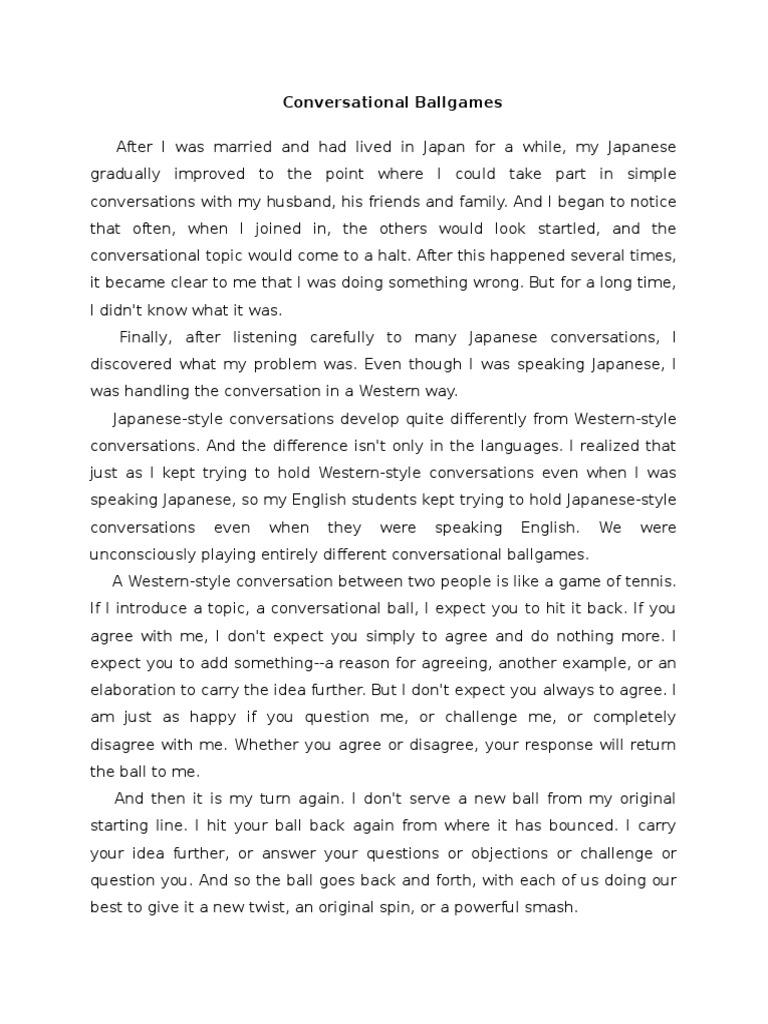 Conversational ballgames essay picture