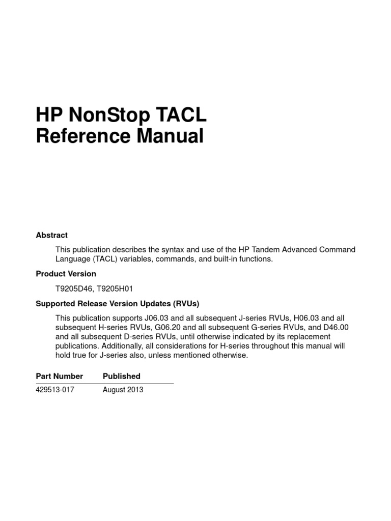 HP NonStop TACL Reference Manual | Bracket | Ascii