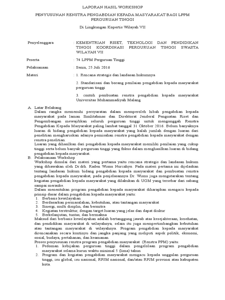 Laporan Hasil Workshop