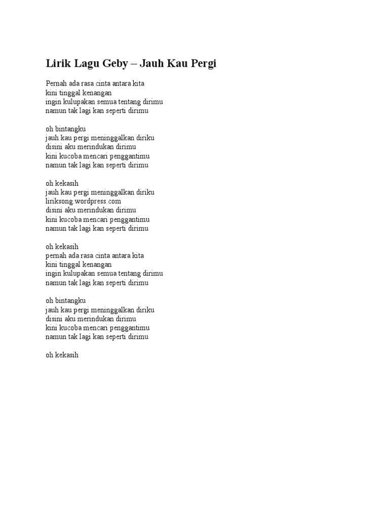 Lirik Lagu Geby