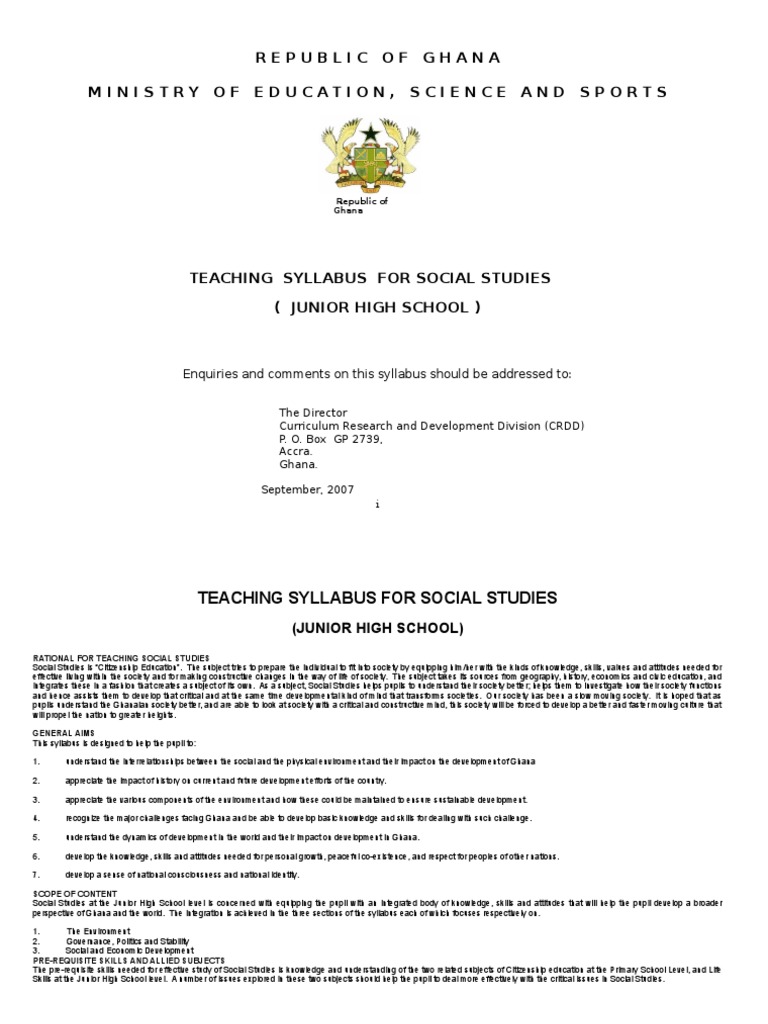 Social Studies JHS 13 Educational Assessment Test (Assessment