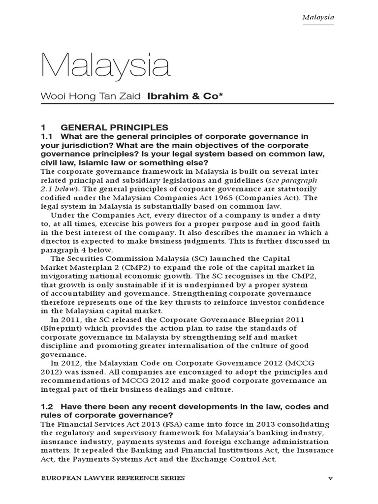 Corporate Governance Framework in Malaysia | PDF | Board Of Directors ...