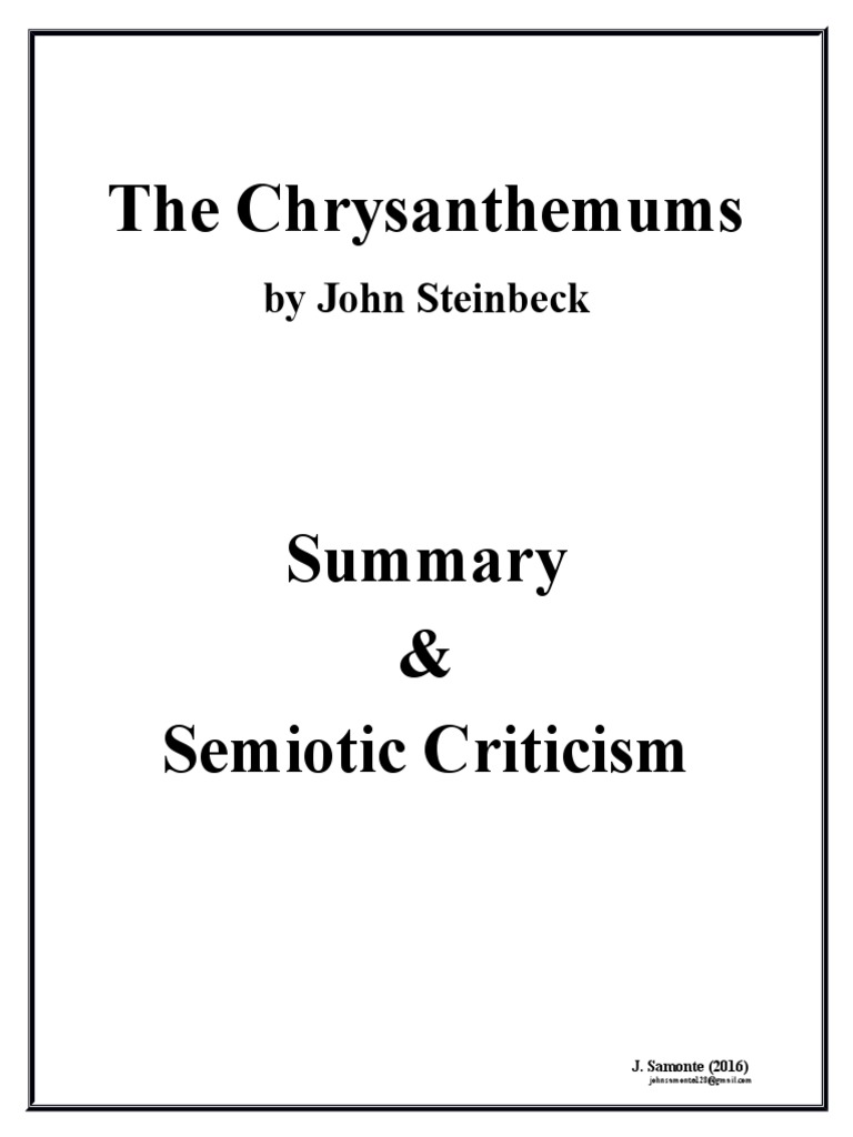 The Chrysanthemums by John Steinbeck Summary & Semiotic Criticism