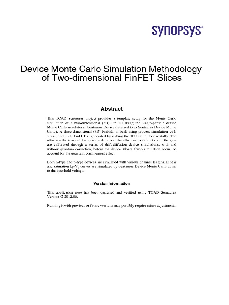 Device Monte Carlo Simulation Methodology of Two-Dimensional FinFET ...