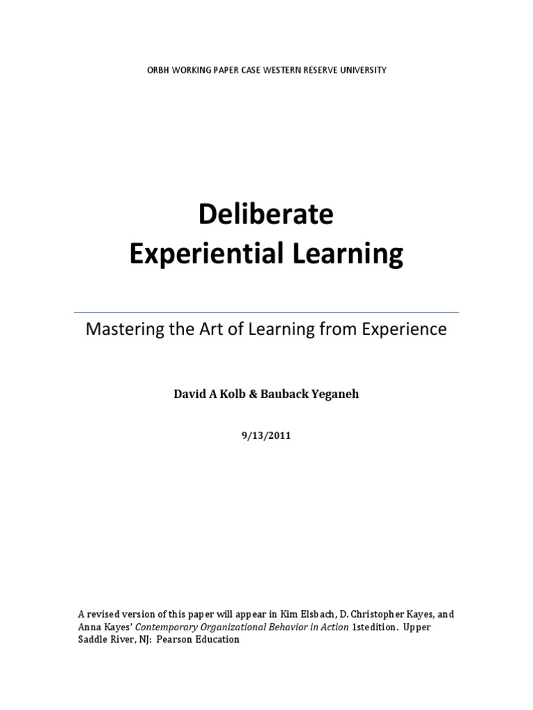 Deliberate Experiential Learning PDF | PDF | Mindfulness | Learning Styles