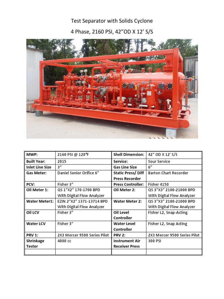 4 Phase Test Separator Specifications | PDF