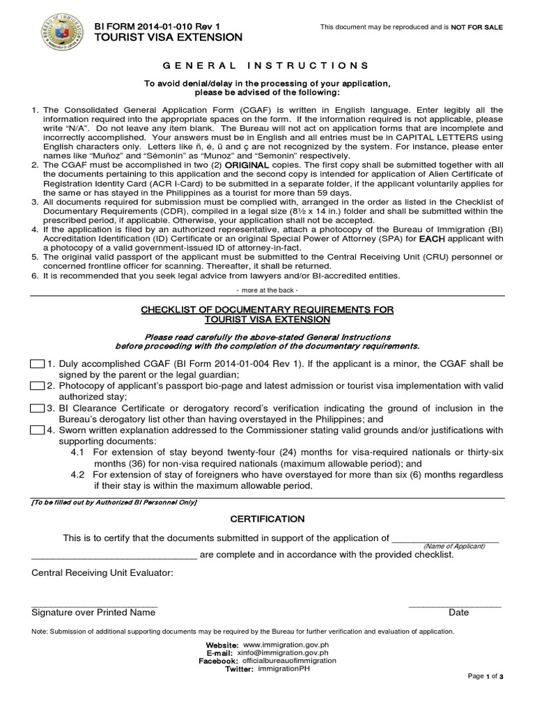 Document Checklist For Visitor Visa Extension