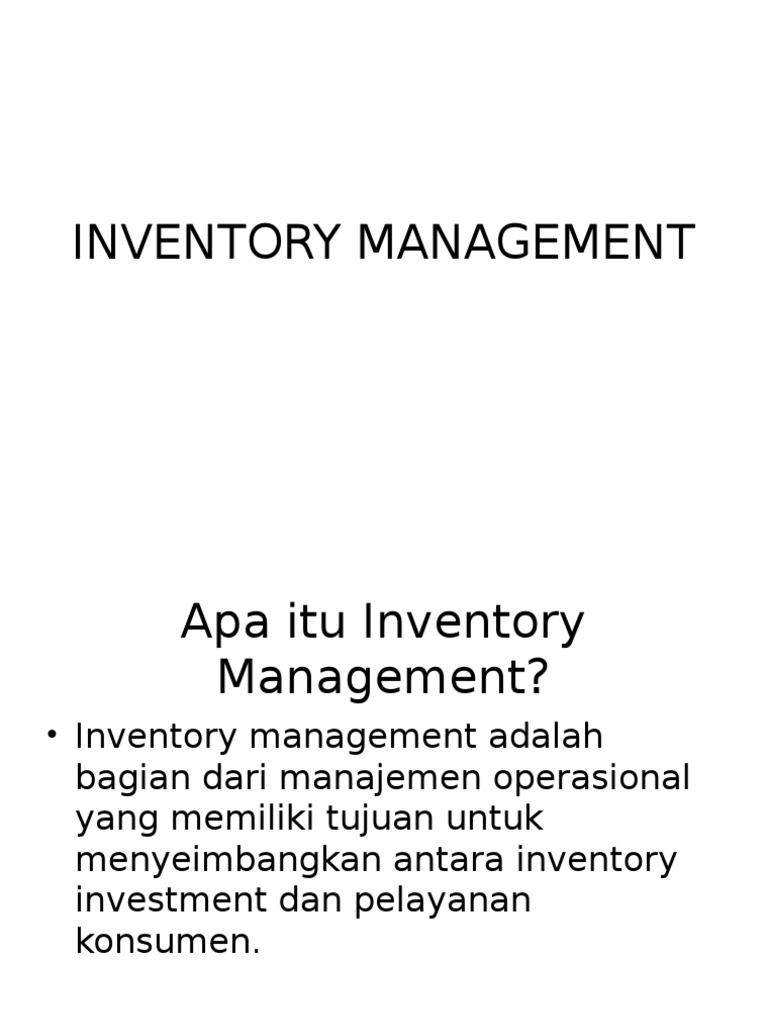 Inventory Management | PDF | Jasa (Ekonomi) | Transportasi dan ...