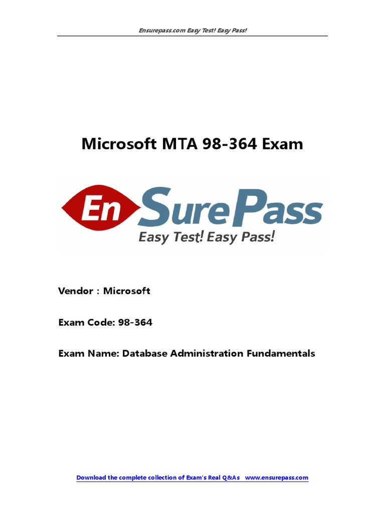MTA 98-364 Database Exam Guide | PDF | Computers