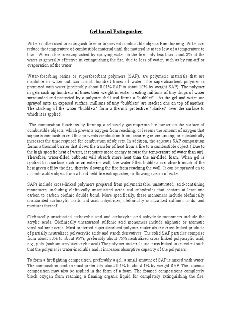 Gel Based Fire Extinguisher | PDF | Combustion | Water