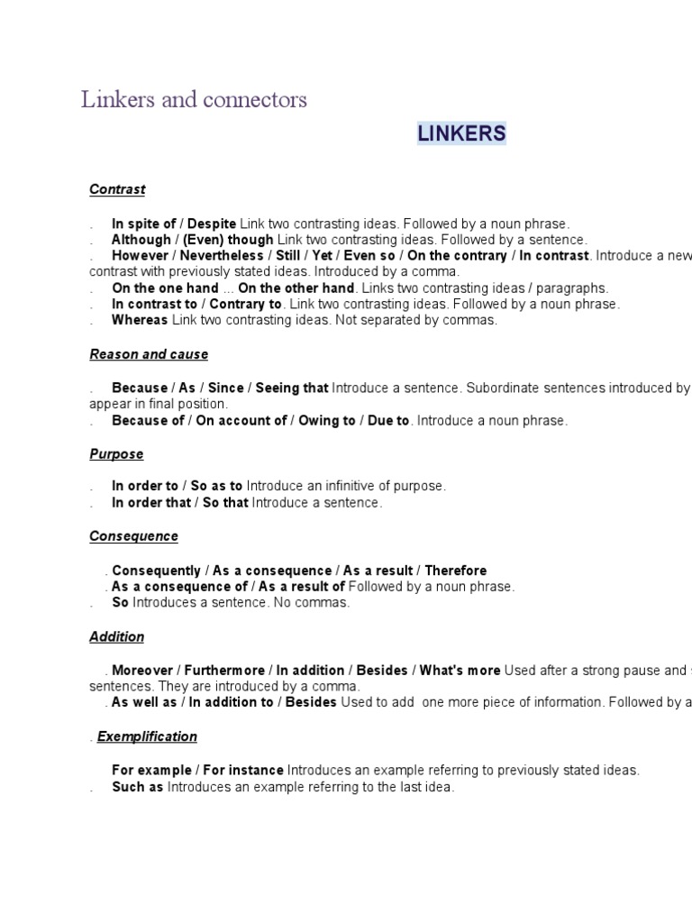 Linkers and Connectors | PDF