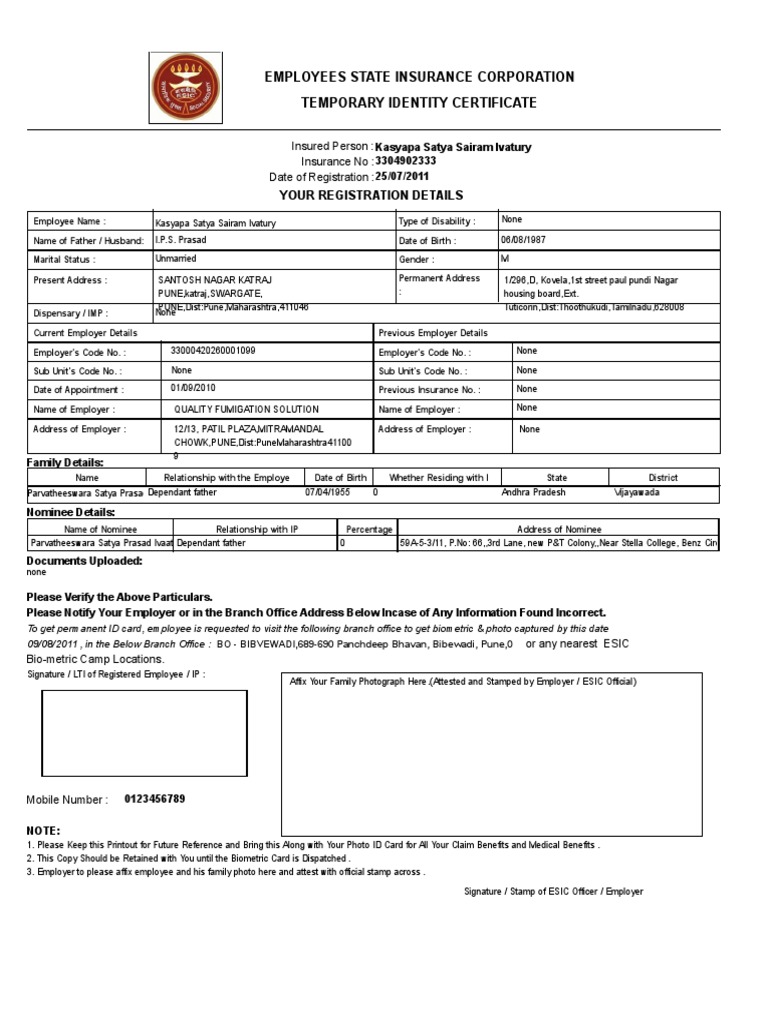 Temporary Identity Certificate for Kasyapa Satya Sairam Ivatury ...