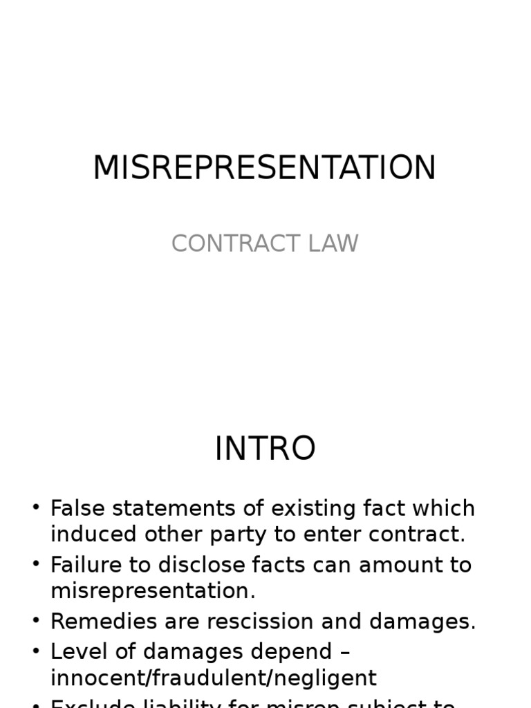 Understanding Misrepresentation in Contract Law | PDF