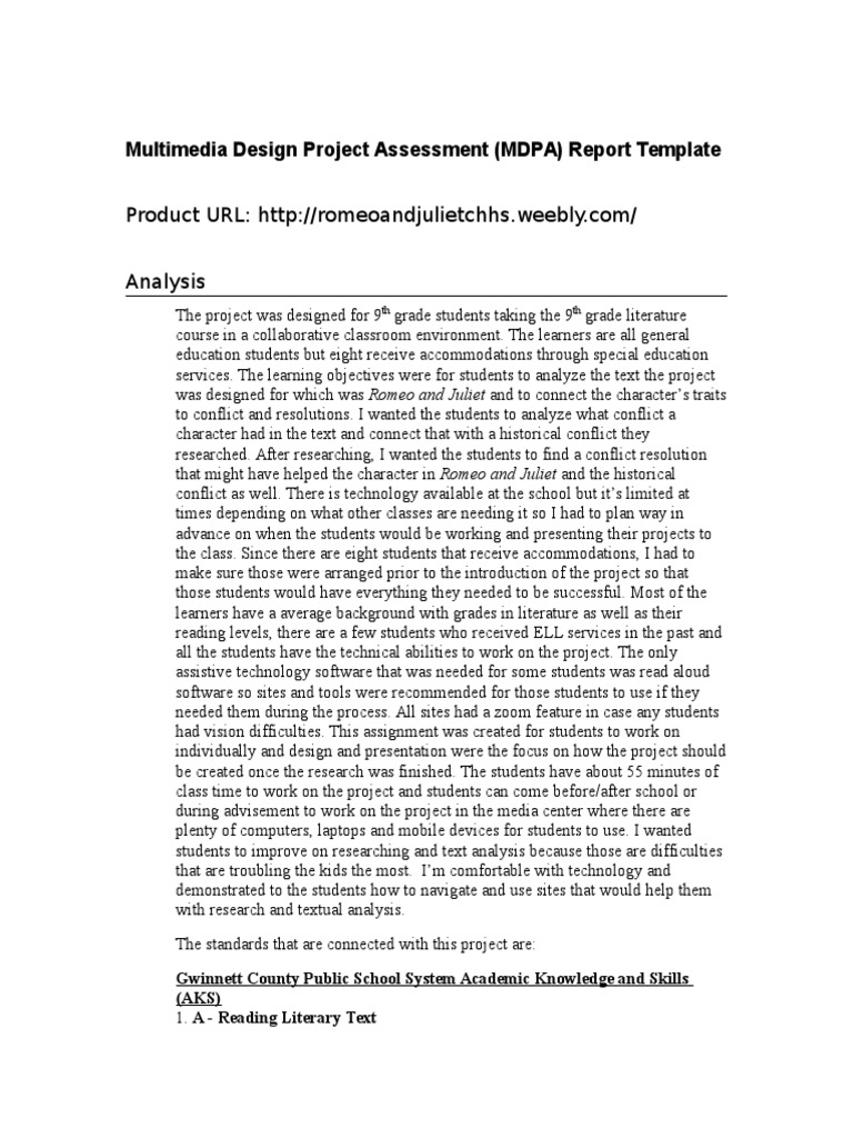 9th Grade Multimedia Design Project Guide | PDF | Educational ...