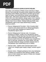 Sejarah Kedatangan Agama Islam Ke Melaka