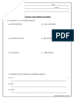 Atividade de Matematica Numeros Decimais 5º Ano