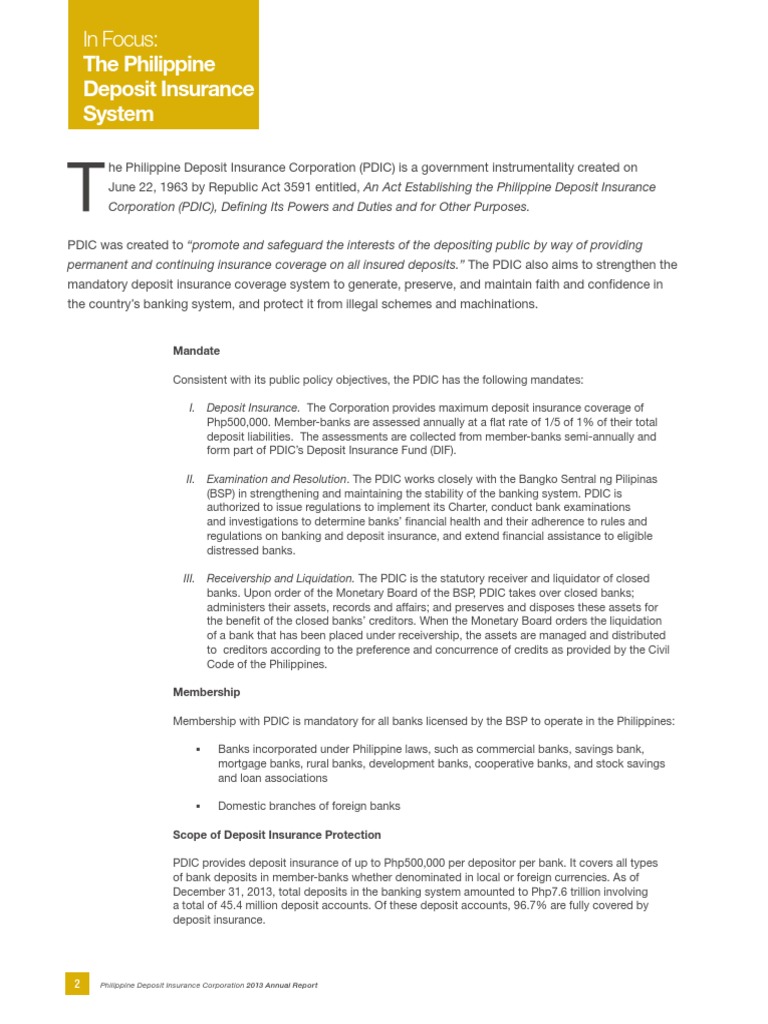 PDIC Deposit Insurance Banks
