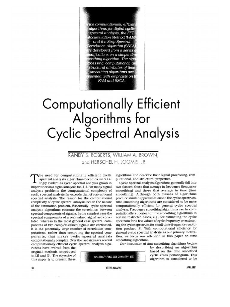 Computationally Efficient Algorithms For Cyclic Spectral Analysis | PDF
