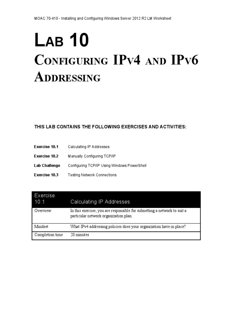 Configuring IPv4 and IPv6 in Windows Server | PDF | Ip Address ...