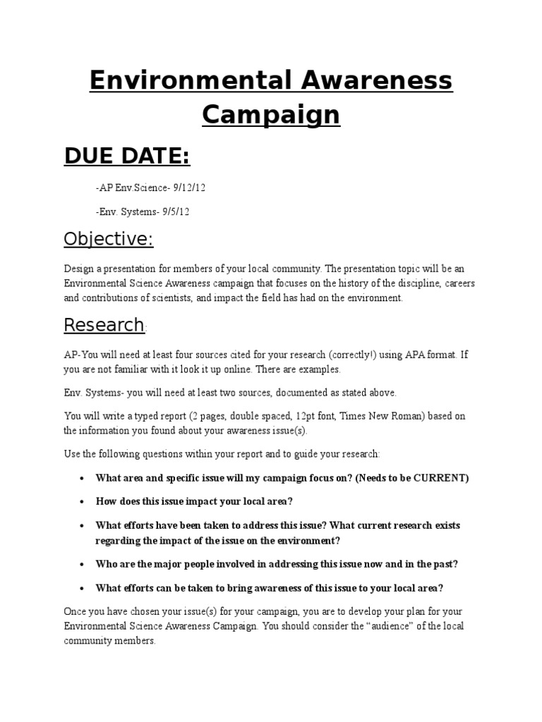 Local Environmental Awareness Campaign | PDF | Environmental Science ...