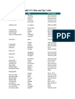 Valid US Cities and Zip Codes