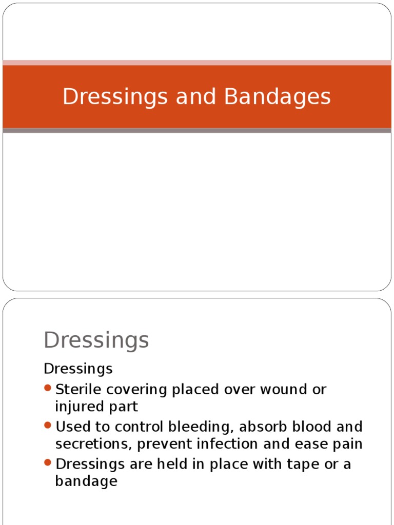 Dressings and Bandages PDF First Aid