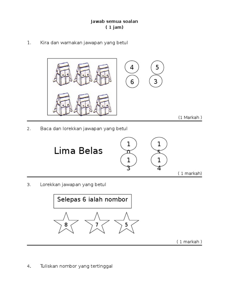 Peperiksaan Akhir Tahun Matematik Tahun 1 Pdf